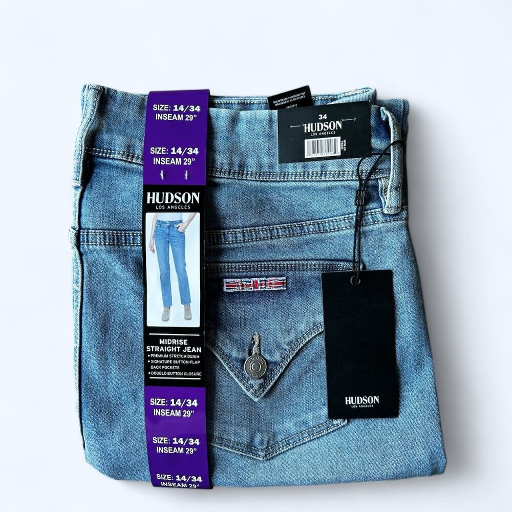Hudson Los Angeles Women's Slim Straight Leg Jeans Blue Size 14/34 - Picture 5 of 9